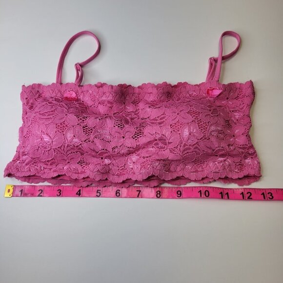 Sexy Pink Bralette Crop Top Lace Bandeau Adjustable Straps Removable Pads - NEW - Picture 3 of 10